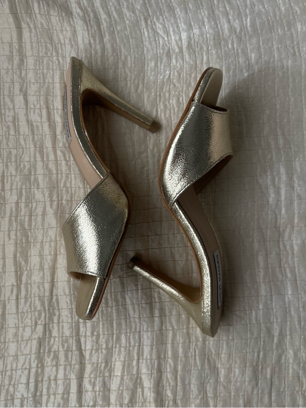 Steve Madden Metallic Gold High Heel Slide Mules - Picture 3 of 7